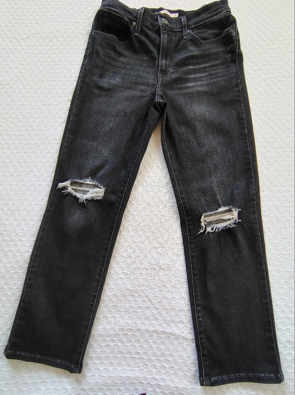 Levi's 724 Black Washed Jeans High Rise Straight, Size 29.